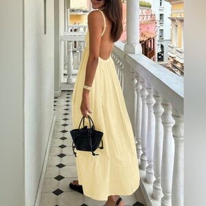 NEW Chic Backless Light Yellow Maxi Dress